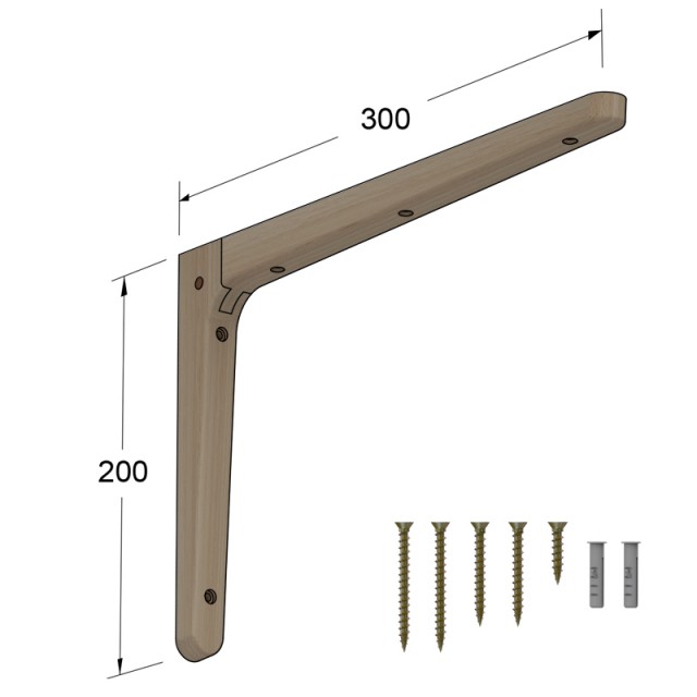 WOODEN SHELF BRACKET 30x20cm / BEECH WOOD